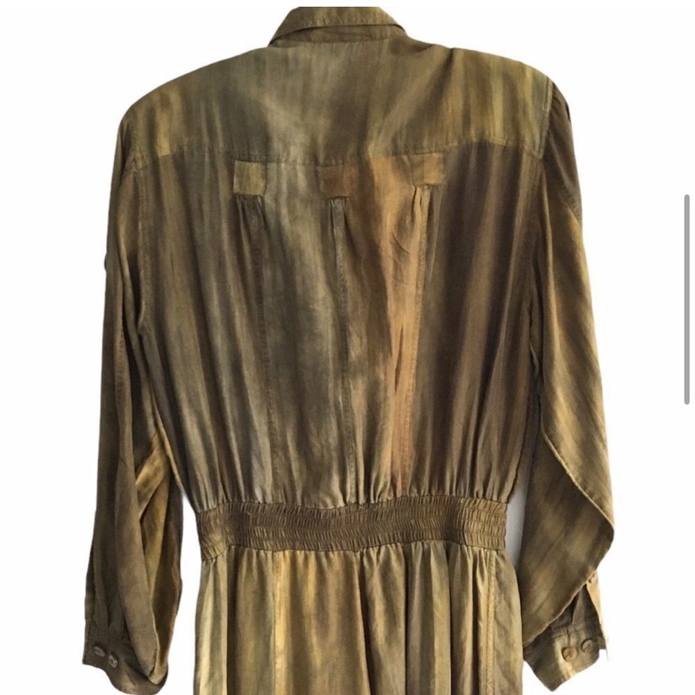 Vintage Bianca 100% Silk Jumpsuit Utility Military Olive Green Oversized Small - Picture 8 of 11